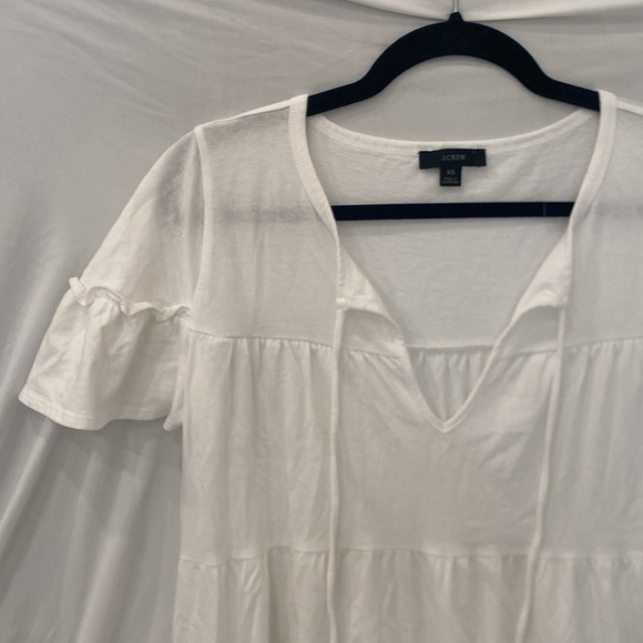 J.Crew Tiered Midi Dress White Cotton Size XS short sleeve ruffle coverup - Picture 4 of 5